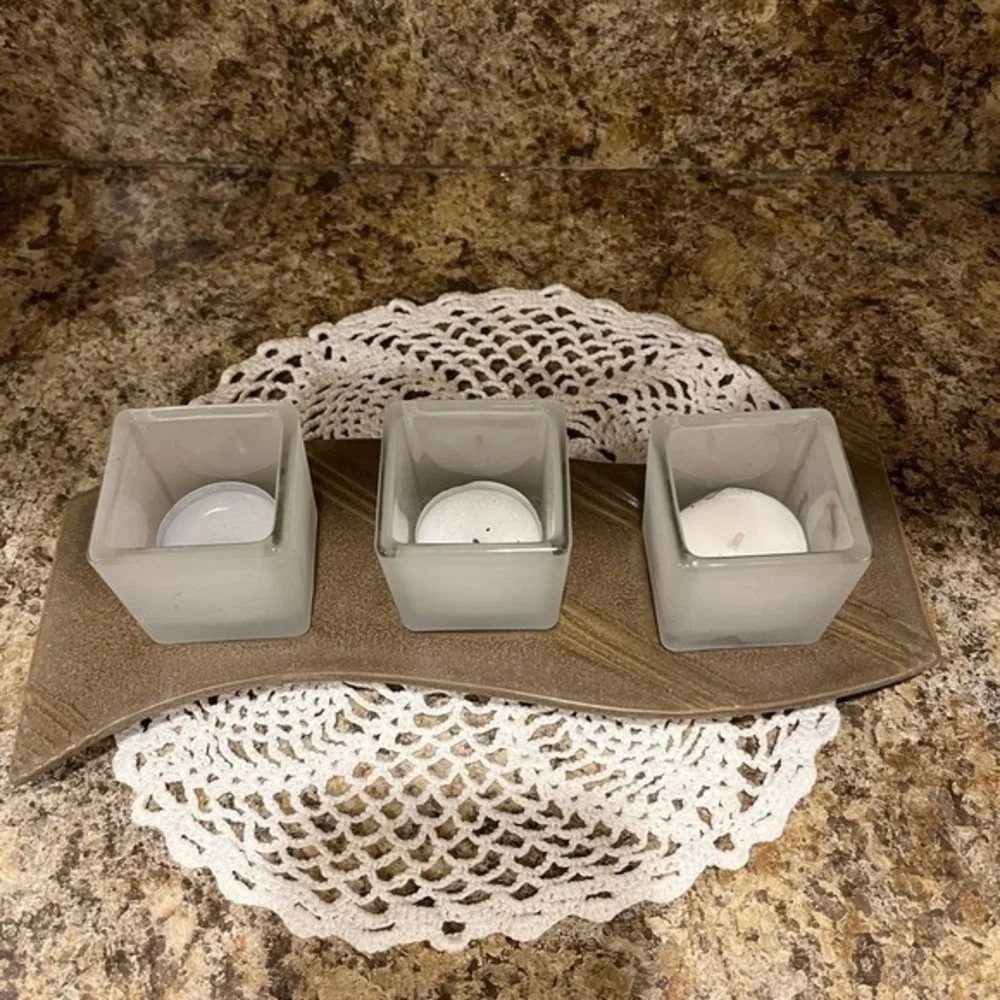 Partylite 3 Tea Light Holder Contemporary Zen - Picture 4 of 15